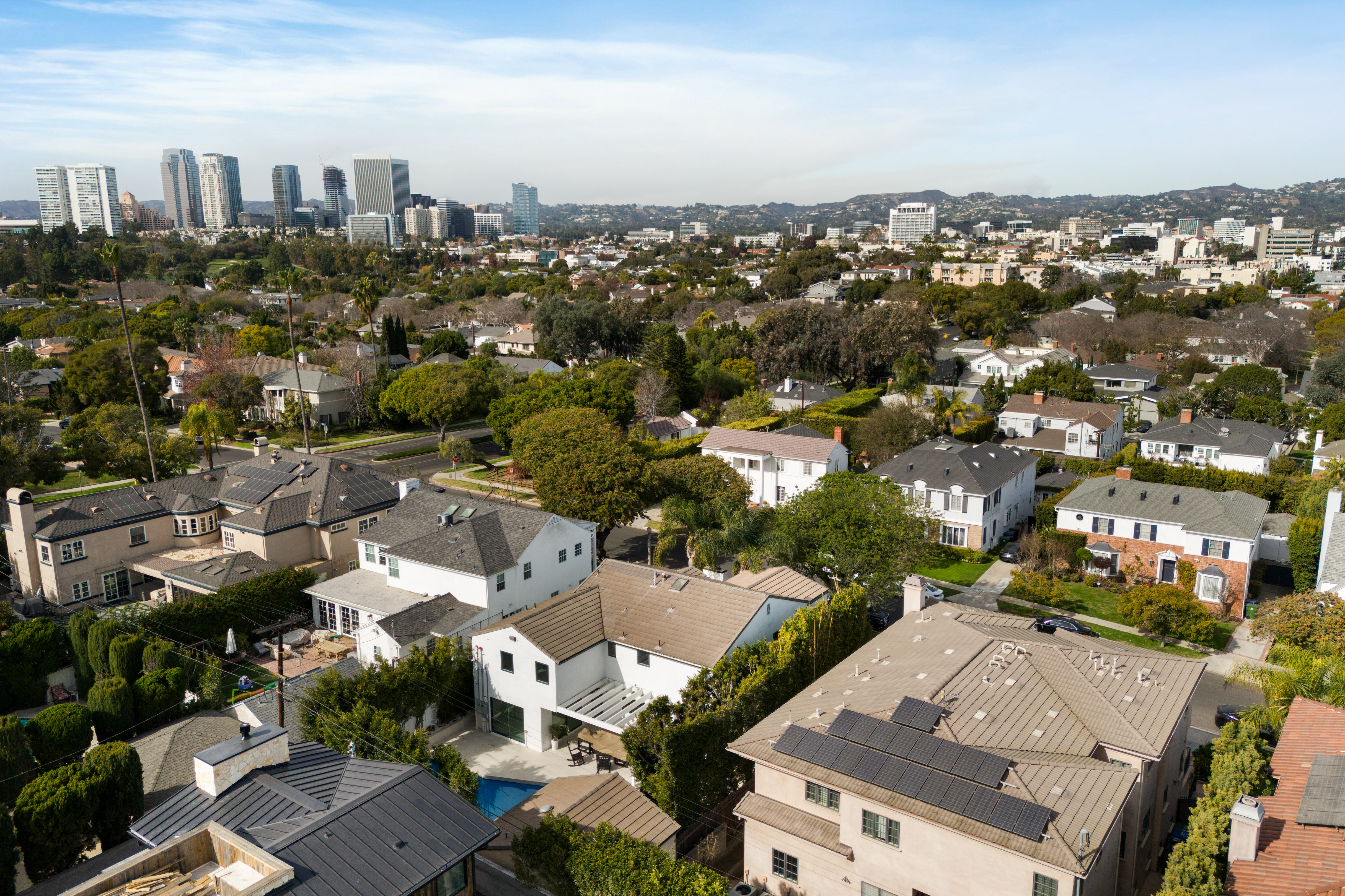 9432 Oakmore Rd aerial views — luxury rental Los Angeles 90035 photo 2